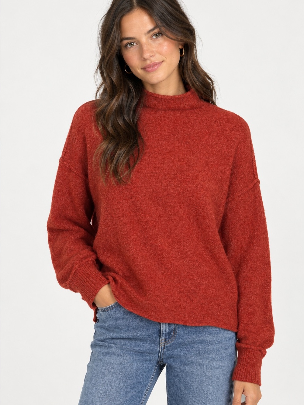 Tahari cashmere roll neck sweater size M medium 100% 2 ply cashmere luxury rust
